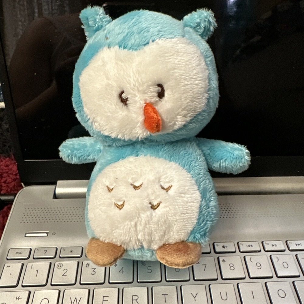 Aurora Baby Lil Hooter Teal Owl Plush Stuffed Animal Friend 9" Rattle Toy AD
